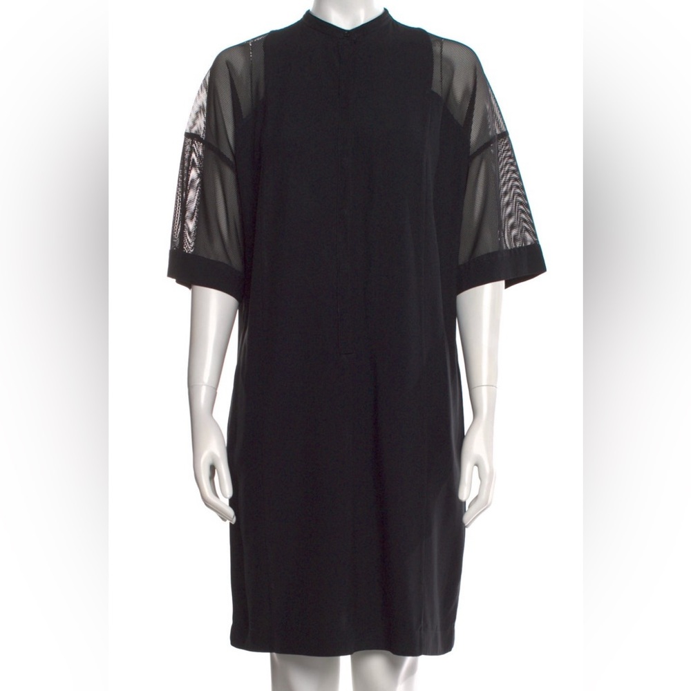 Akris Punto Black Mesh Sheer 3/4 Sleeve Shift Dress Size US 8 / FR 40